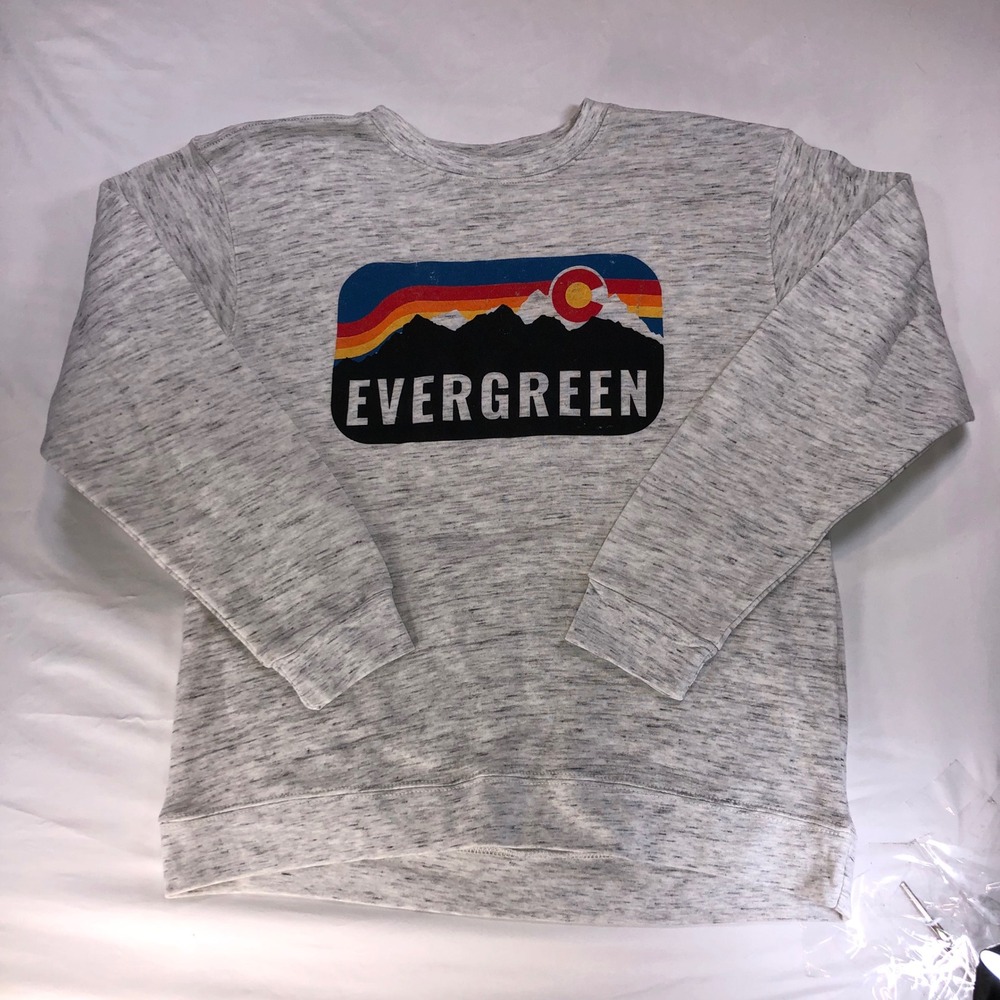 Lone Rock Clothing Evergreen Colorado Mountain Graphic Sweatshirt Gray Medium